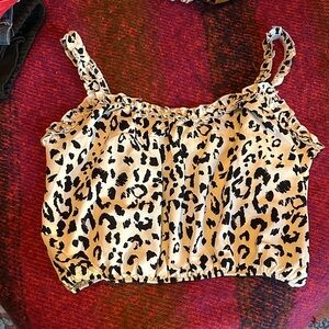 Leopard Print Ruffle Crop Top